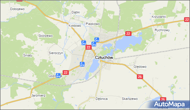 mapa Człuchów, Człuchów na mapie Targeo