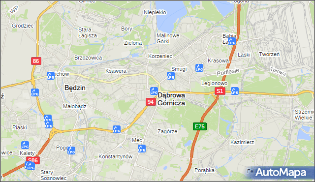 mapa Dąbrowa Górnicza, Dąbrowa Górnicza na mapie Targeo