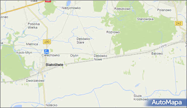 mapa Dębówko Nowe, Dębówko Nowe na mapie Targeo