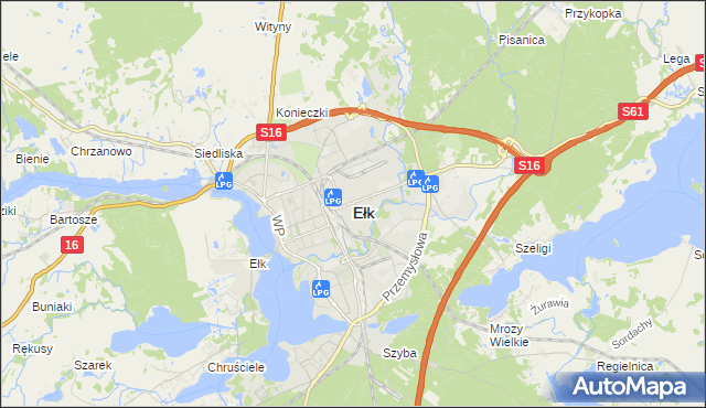 mapa Ełku, Ełk na mapie Targeo