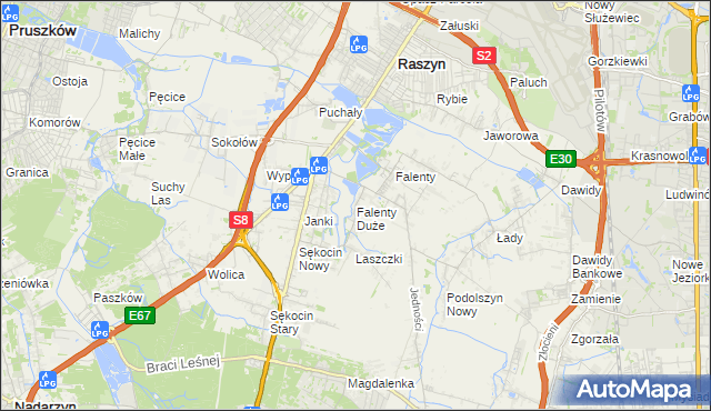 mapa Falenty Duże, Falenty Duże na mapie Targeo