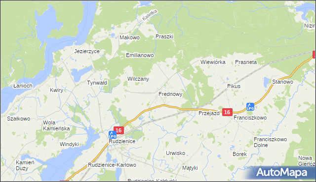 mapa Frednowy, Frednowy na mapie Targeo