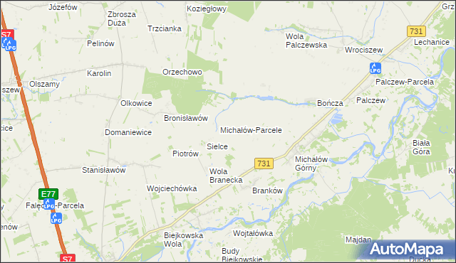 mapa Gajówka Michałów gmina Warka, Gajówka Michałów gmina Warka na mapie Targeo