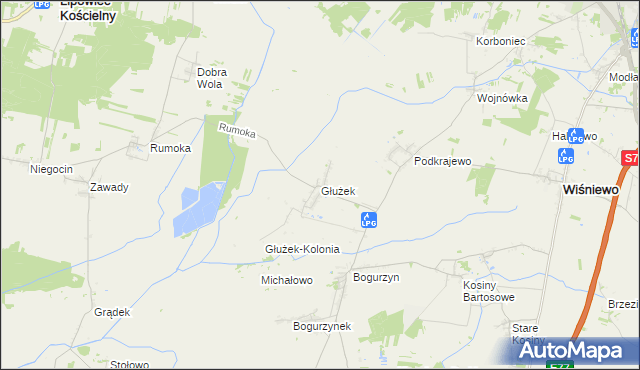 mapa Głużek, Głużek na mapie Targeo