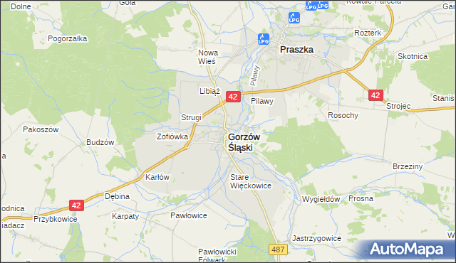 mapa Gorzów Śląski, Gorzów Śląski na mapie Targeo