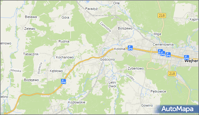 mapa Gościcino, Gościcino na mapie Targeo