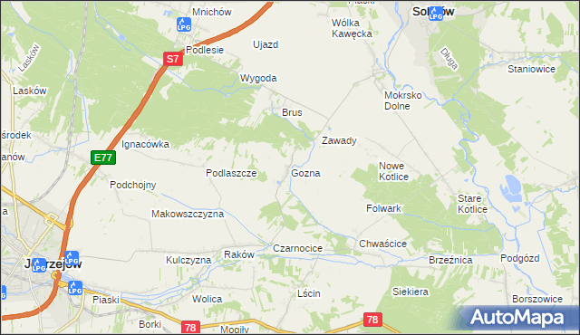 mapa Gozna, Gozna na mapie Targeo