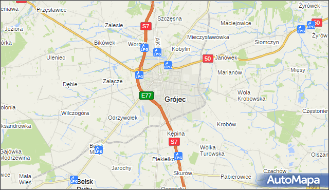 mapa Grójec, Grójec na mapie Targeo