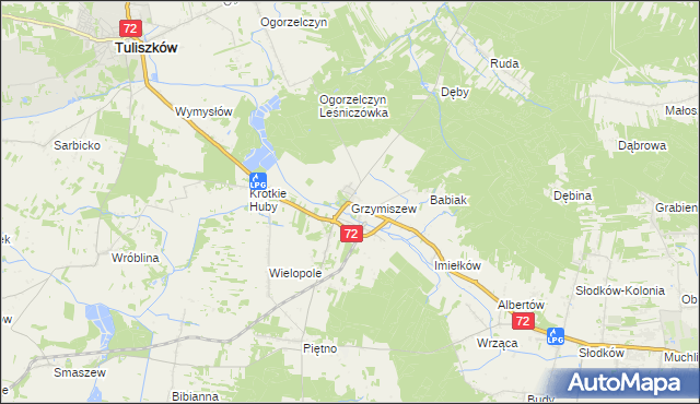 mapa Grzymiszew, Grzymiszew na mapie Targeo