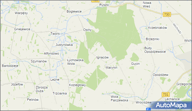 mapa Ignaców gmina Jasieniec, Ignaców gmina Jasieniec na mapie Targeo