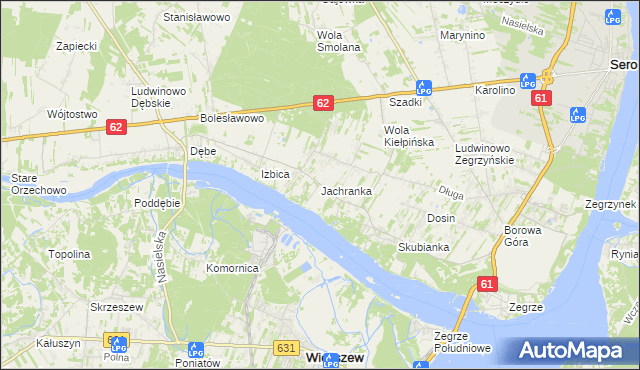 mapa Jachranka, Jachranka na mapie Targeo
