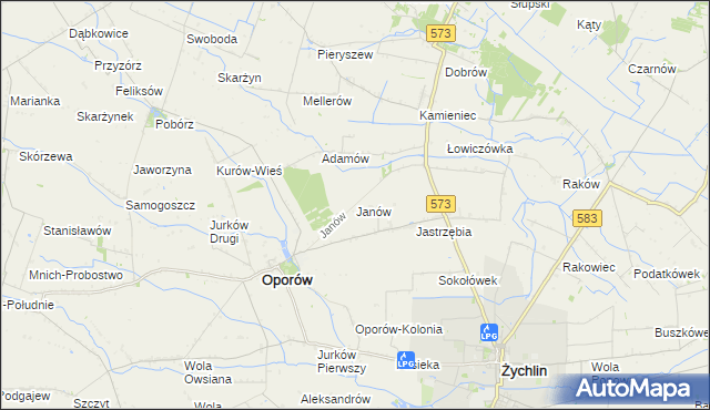 mapa Janów gmina Oporów, Janów gmina Oporów na mapie Targeo