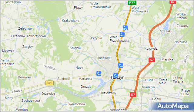 mapa Janówek gmina Tarczyn, Janówek gmina Tarczyn na mapie Targeo