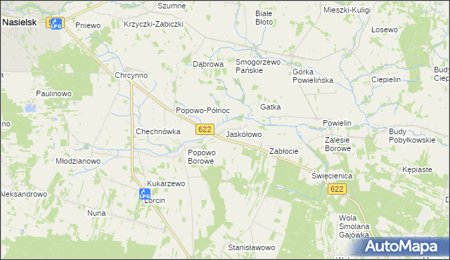 mapa Jaskółowo, Jaskółowo na mapie Targeo