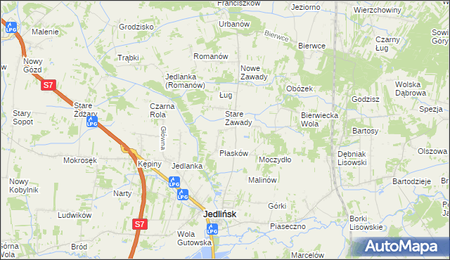 mapa Józefów gmina Jedlińsk, Józefów gmina Jedlińsk na mapie Targeo