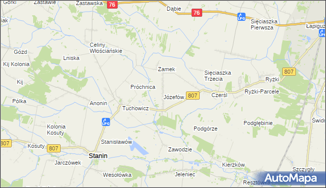 mapa Józefów gmina Stanin, Józefów gmina Stanin na mapie Targeo