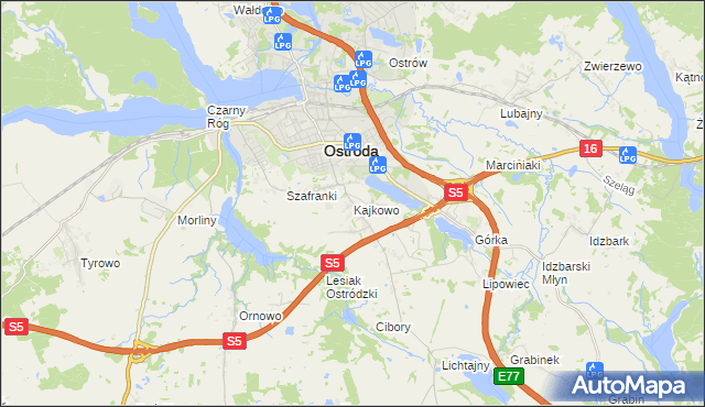 mapa Kajkowo, Kajkowo na mapie Targeo