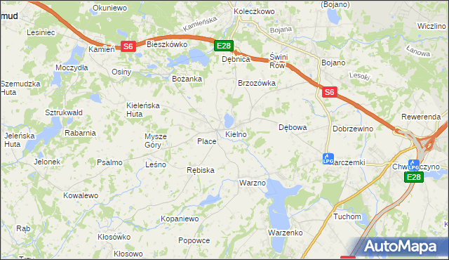 mapa Kielno gmina Szemud, Kielno gmina Szemud na mapie Targeo