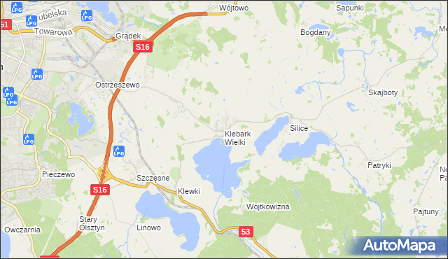 mapa Klebark Wielki, Klebark Wielki na mapie Targeo