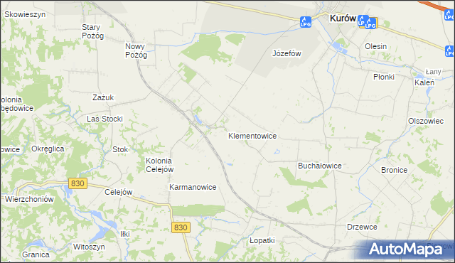 mapa Klementowice, Klementowice na mapie Targeo