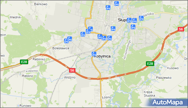 mapa Kobylnica powiat słupski, Kobylnica powiat słupski na mapie Targeo