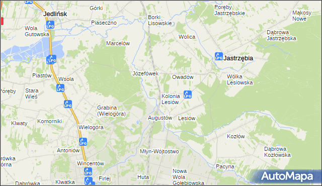 mapa Kolonia Lesiów, Kolonia Lesiów na mapie Targeo