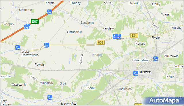 mapa Krusze gmina Klembów, Krusze gmina Klembów na mapie Targeo