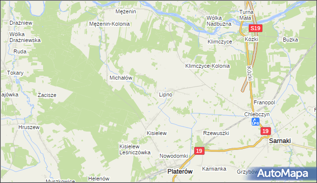 mapa Lipno gmina Platerów, Lipno gmina Platerów na mapie Targeo