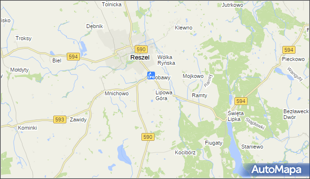 mapa Lipowa Góra gmina Reszel, Lipowa Góra gmina Reszel na mapie Targeo