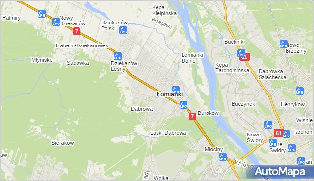 mapa Łomianki, Łomianki na mapie Targeo