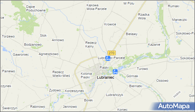 mapa Lubraniec-Parcele, Lubraniec-Parcele na mapie Targeo