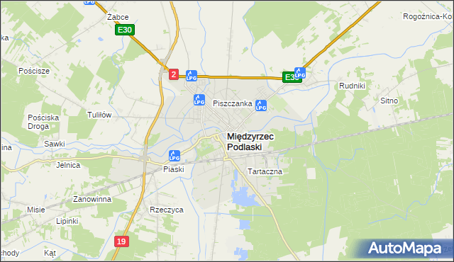 mapa Międzyrzec Podlaski, Międzyrzec Podlaski na mapie Targeo