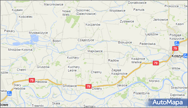 mapa Modrzany, Modrzany na mapie Targeo