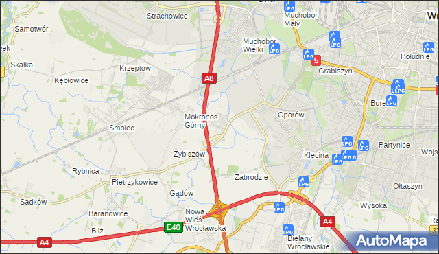 mapa Mokronos Dolny, Mokronos Dolny na mapie Targeo