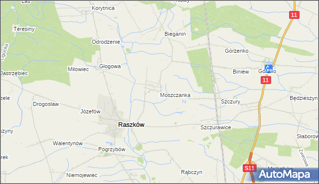 mapa Moszczanka gmina Raszków, Moszczanka gmina Raszków na mapie Targeo