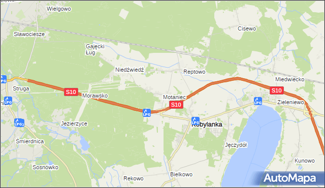 mapa Motaniec, Motaniec na mapie Targeo