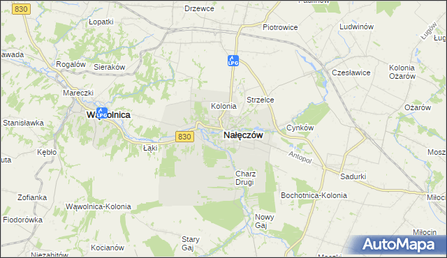 mapa Nałęczów powiat puławski, Nałęczów powiat puławski na mapie Targeo