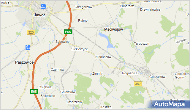 mapa Niedaszów, Niedaszów na mapie Targeo