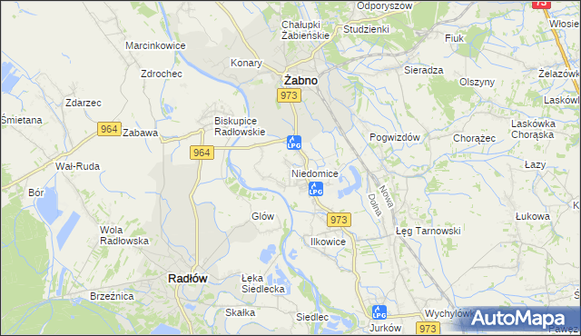mapa Niedomice, Niedomice na mapie Targeo