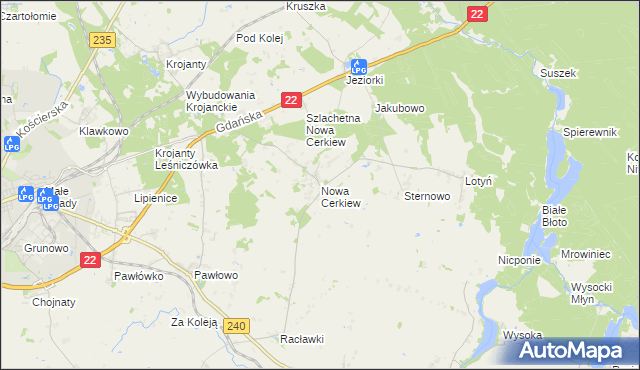 mapa Nowa Cerkiew gmina Chojnice, Nowa Cerkiew gmina Chojnice na mapie Targeo