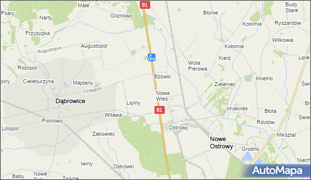 mapa Nowa Wieś gmina Nowe Ostrowy, Nowa Wieś gmina Nowe Ostrowy na mapie Targeo