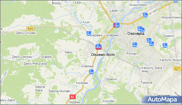 mapa Olszewo-Borki, Olszewo-Borki na mapie Targeo