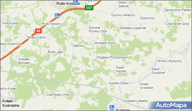 mapa Olszewo-Przyborowo, Olszewo-Przyborowo na mapie Targeo