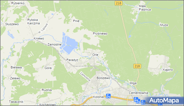 mapa Orle gmina Wejherowo, Orle gmina Wejherowo na mapie Targeo