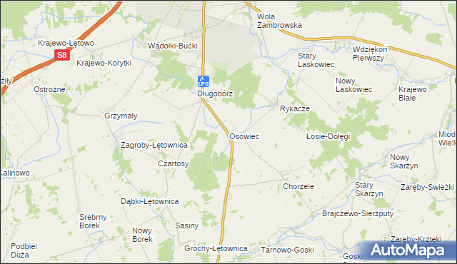 mapa Osowiec gmina Zambrów, Osowiec gmina Zambrów na mapie Targeo