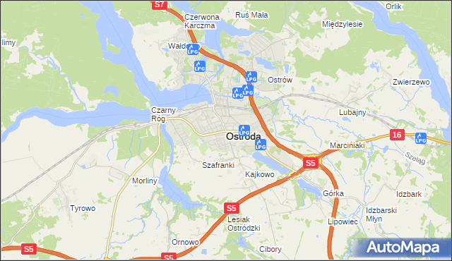 mapa Ostróda, Ostróda na mapie Targeo