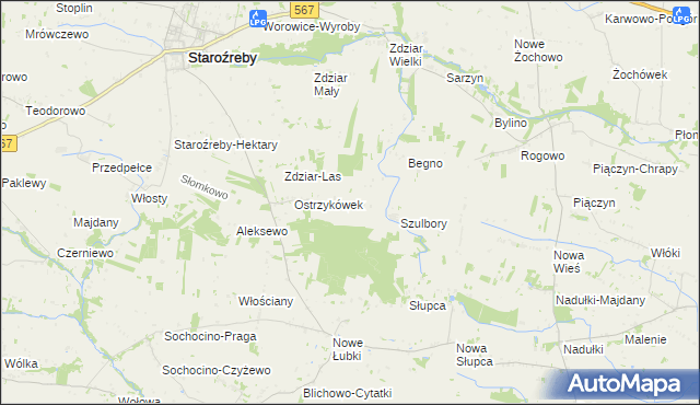 mapa Ostrzykowo, Ostrzykowo na mapie Targeo