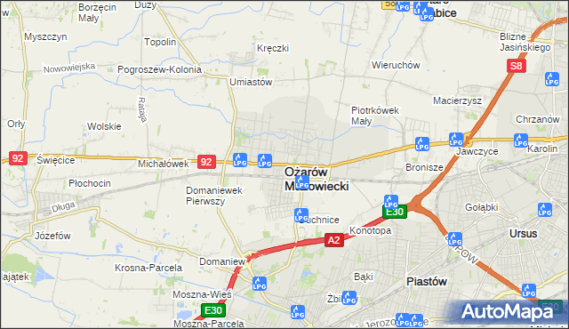 mapa Ożarów Mazowiecki, Ożarów Mazowiecki na mapie Targeo