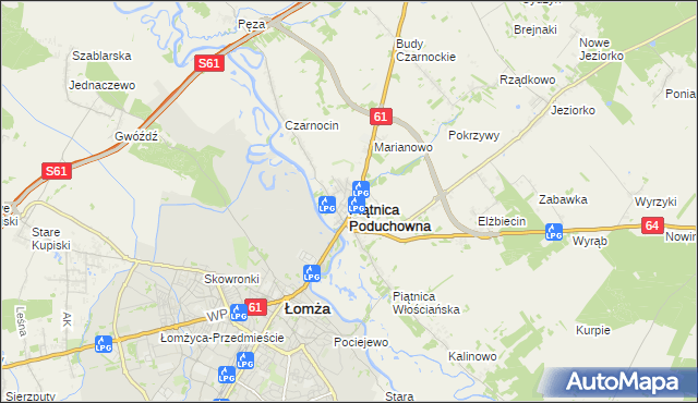 mapa Piątnica Poduchowna, Piątnica Poduchowna na mapie Targeo