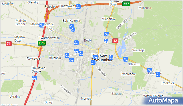 mapa Piotrków Trybunalski, Piotrków Trybunalski na mapie Targeo